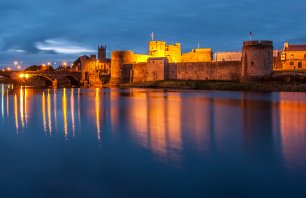 King John's castle reflected on the River Shannon, Limerick, Ireland