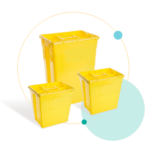 Yellow sealed containers group shot